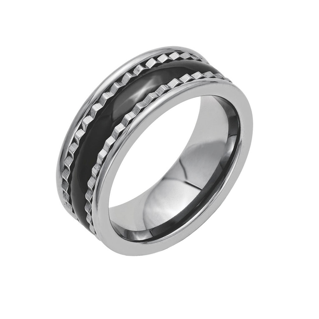 Titanium Saw Tooth Design Wedding Band | Timeless Wedding Bands